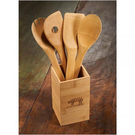 Bamboo 4-piece Kitchen Tool Set and Canister 2