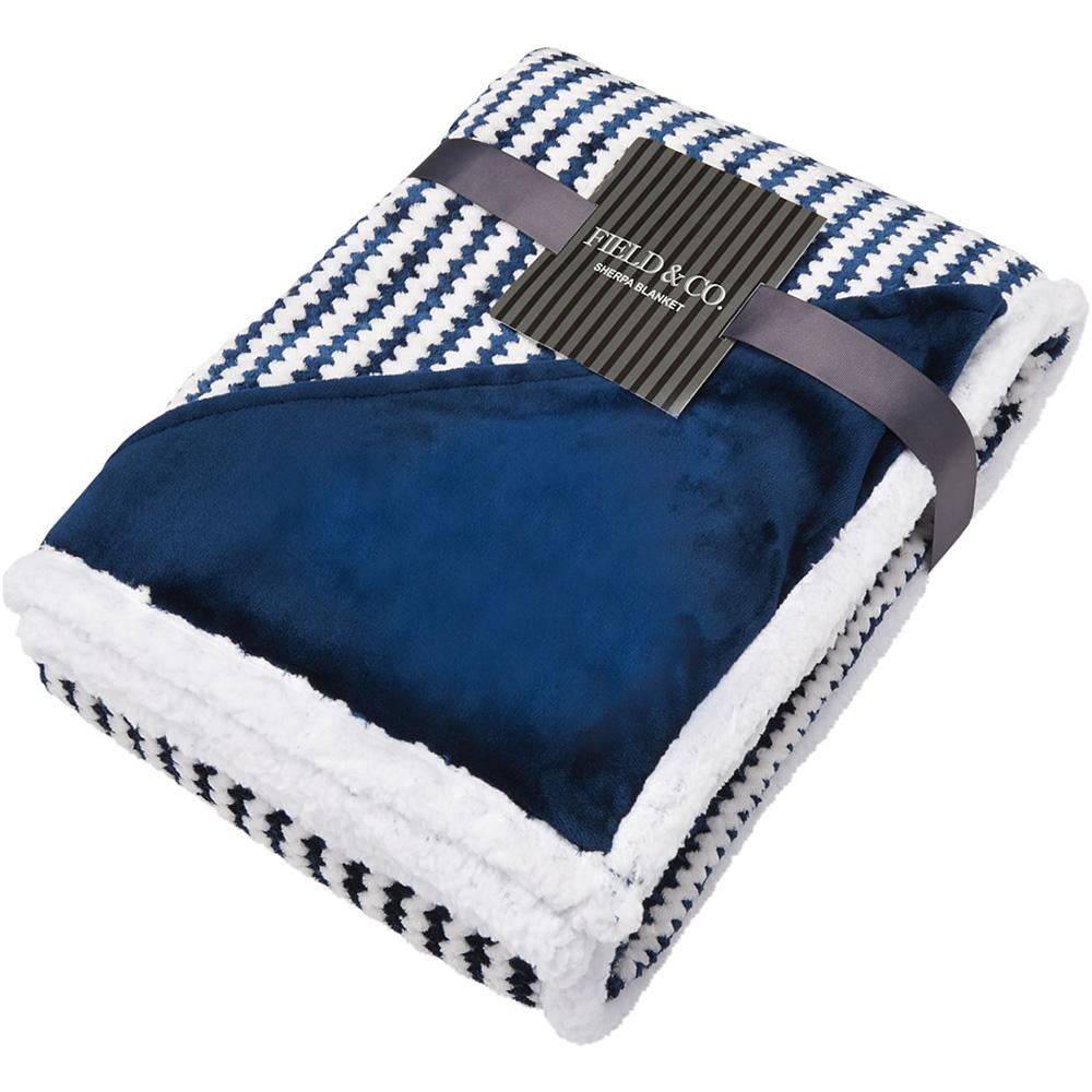 Promotional Field Chevron Striped Sherpa Blanket in Canada