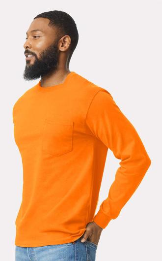 Gildan Men's Ultra Cotton Long Sleeve Pocket T-Shirt 1