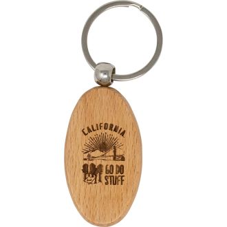 Oval Wood Keychain