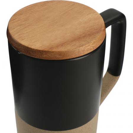 Tahoe Tea & Coffee Ceramic Mug with Wood Lid 16oz 1