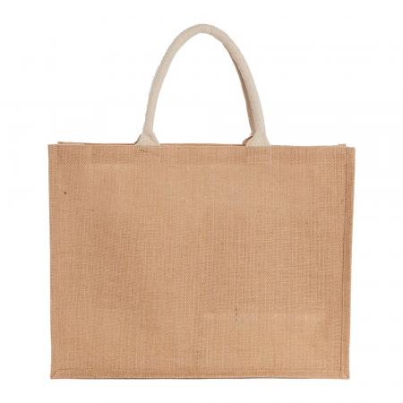 Jute Shopper Tote with Recycled Cotton Pocket 1