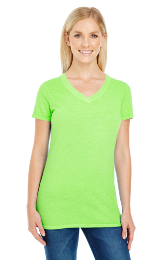 Threadfast Ladies' Pigment-Dye Short-Sleeve V-Neck T-Shirt