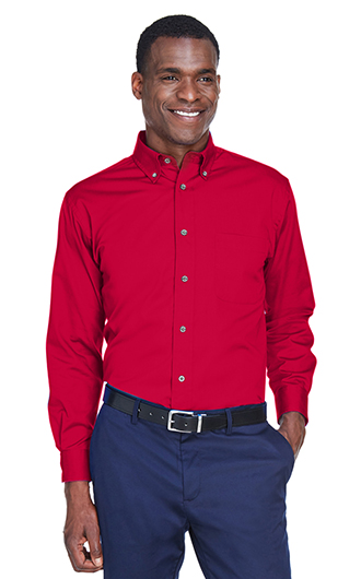 Harrington Men's Easy Blend Long-Sleeve Twill Shirt with Stain R