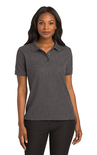 Woman wearing a polo that can be personalized for custom business clothes